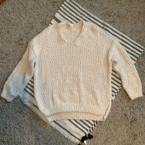Altar'd State Cream Knit Quarter Length Sleeve Sweater Size Medium